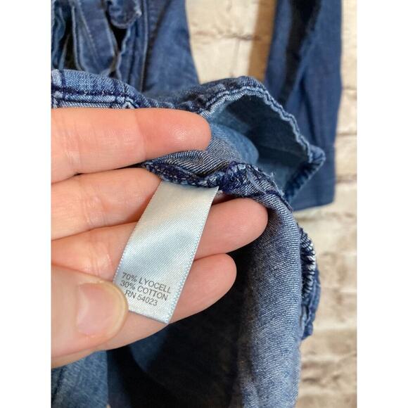 Banana Republic Shirt Dress Womens 2 Chambray Blue Full Button Front Belted - Picture 14 of 15